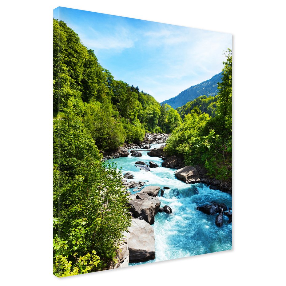 Obraz na płótnie - rzeka, góry, las