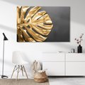 Obraz na płótnie - liść, złoty, monstera