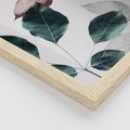 Zestaw obrazy w ramie, plakaty - liście, pastelowe, botaniczne - rama drewno