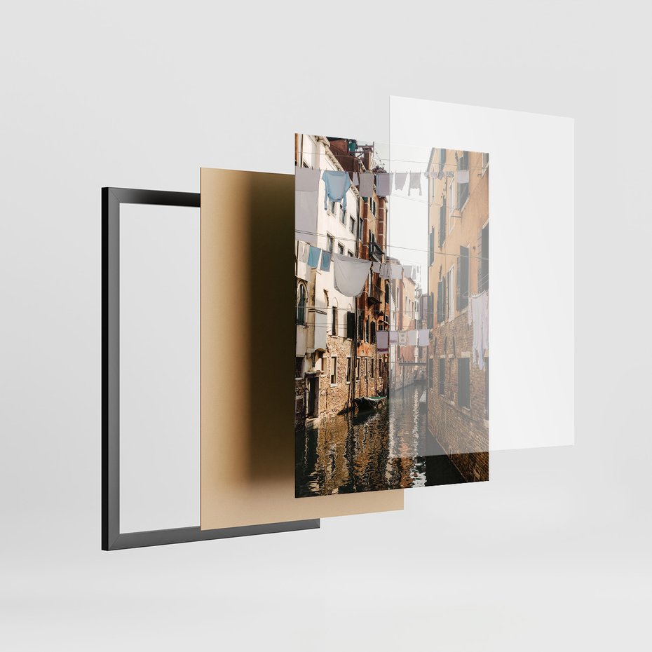 Zestaw obrazy w ramie, plakaty - Wenecja, gondola, kanał - rama czarna