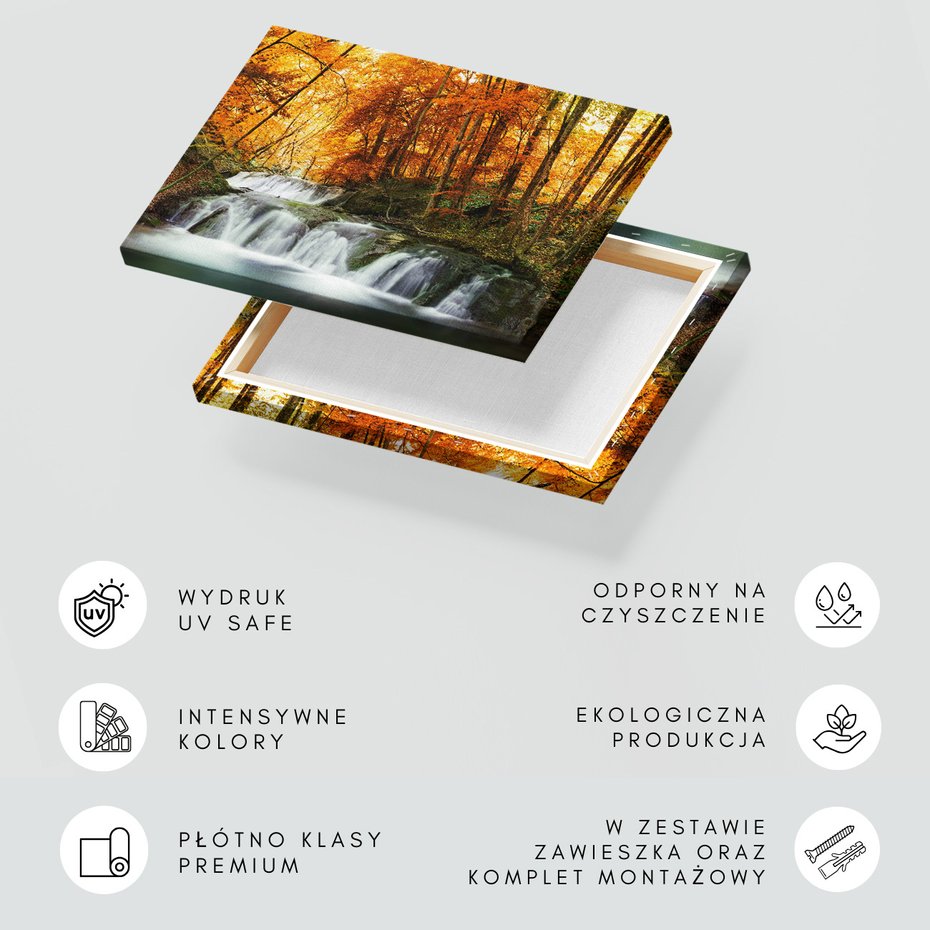 Obraz na płótnie - jesień, wodospad, las