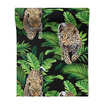 Tapeta - liście, lampart, dżungla