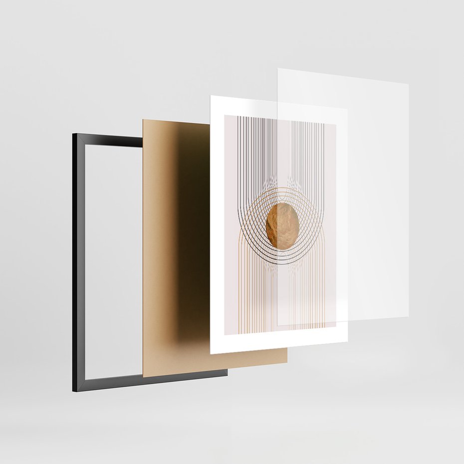 Zestaw obrazy w ramie, plakaty - abstrakcja, geometryczne, linie - rama czarna