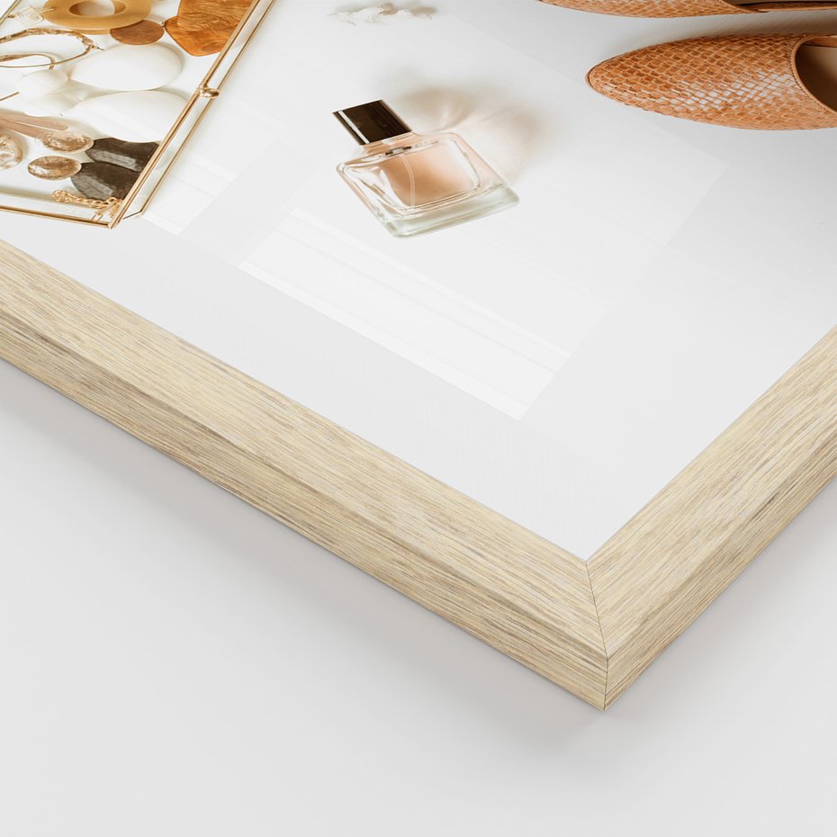 Zestaw obrazy w ramie, plakaty - kwiaty, akcesoria, buty - rama drewno