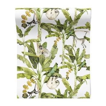 Tapeta - małpy, leniwiec, liście