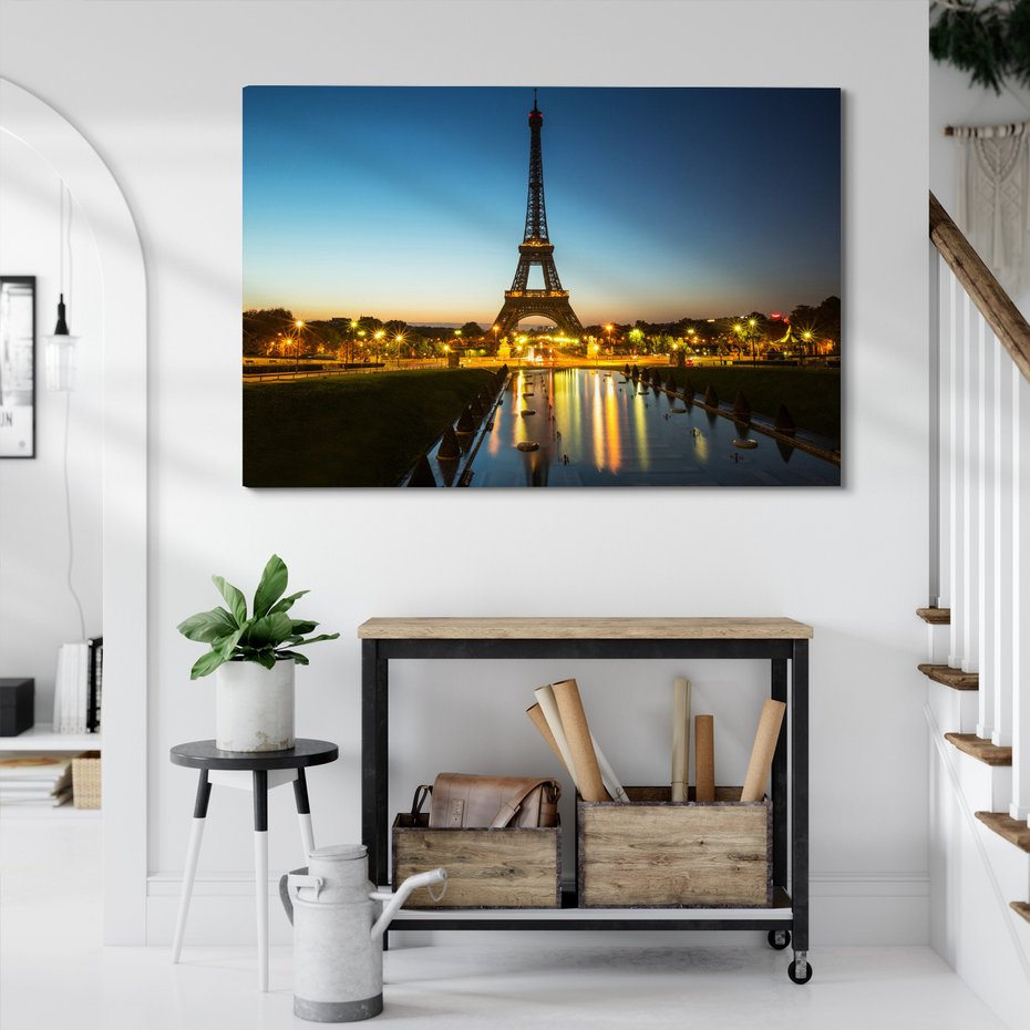 Obraz na płótnie - wieża Eiffla, Paryż, noc