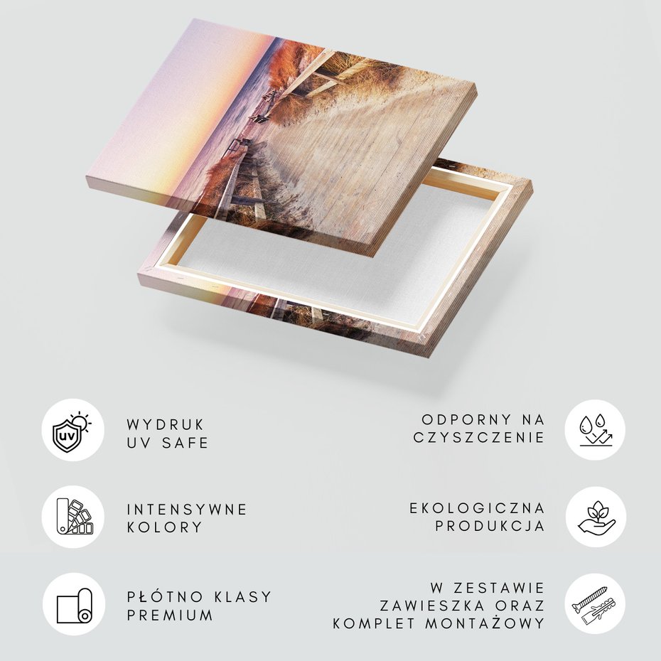 Obraz na płótnie - plaża, morze, zachód słońca