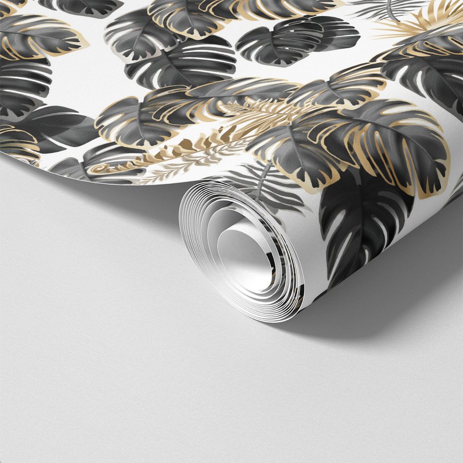 Tapeta - liście, monstera, ornamenty
