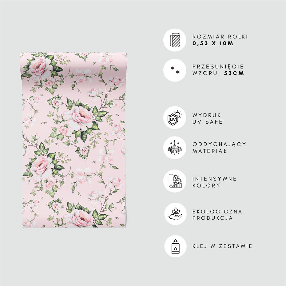 Tapeta - róże, liście, pąki