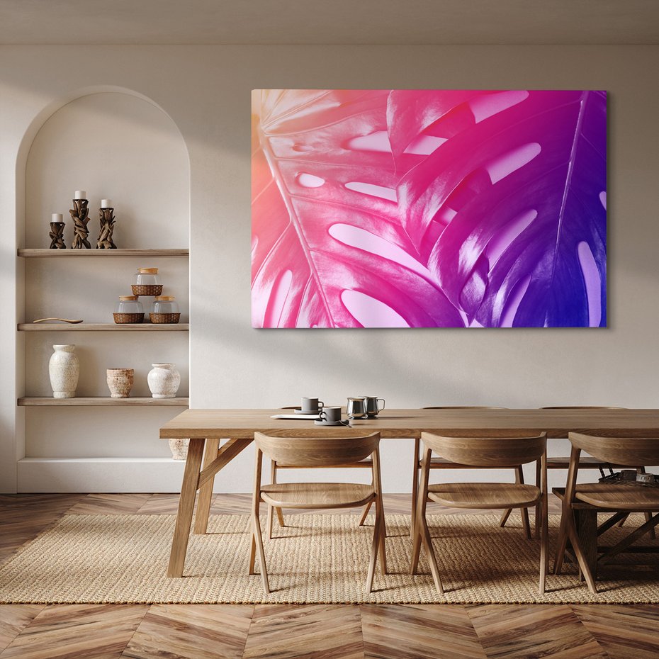 Obraz na płótnie - monstera, liście, gradient