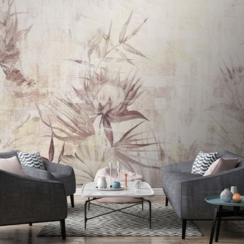 Fototapeta - loft, kwiaty, trawy