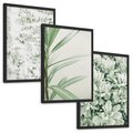 Zestaw obrazy w ramie, plakaty - liście, roślina, gałązka - rama czarna