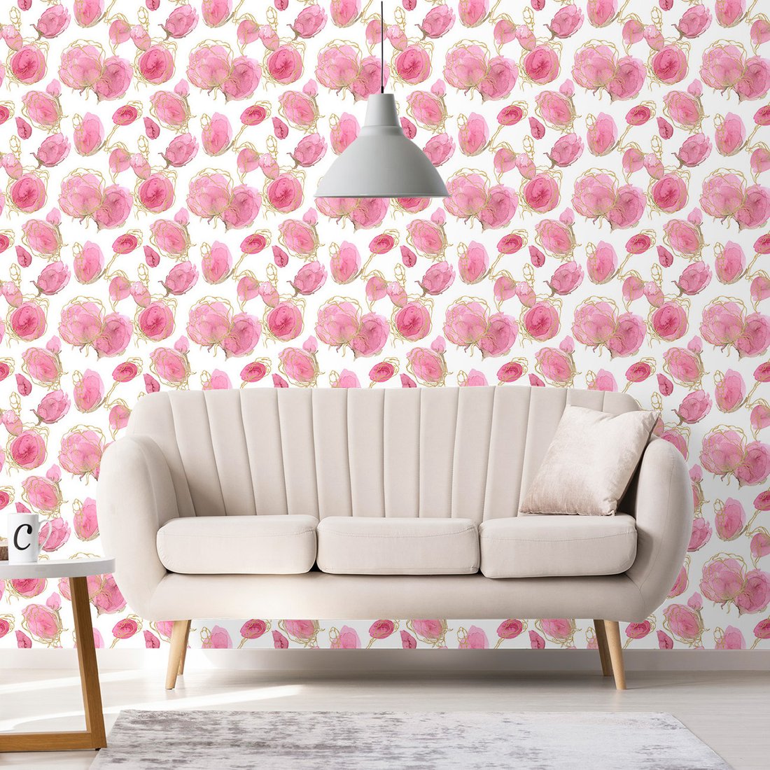 Tapeta - kwiaty, pąki, złoto