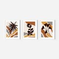 Zestaw obrazy w ramie, plakaty - liście, abstrakcja, rośliny - rama biała