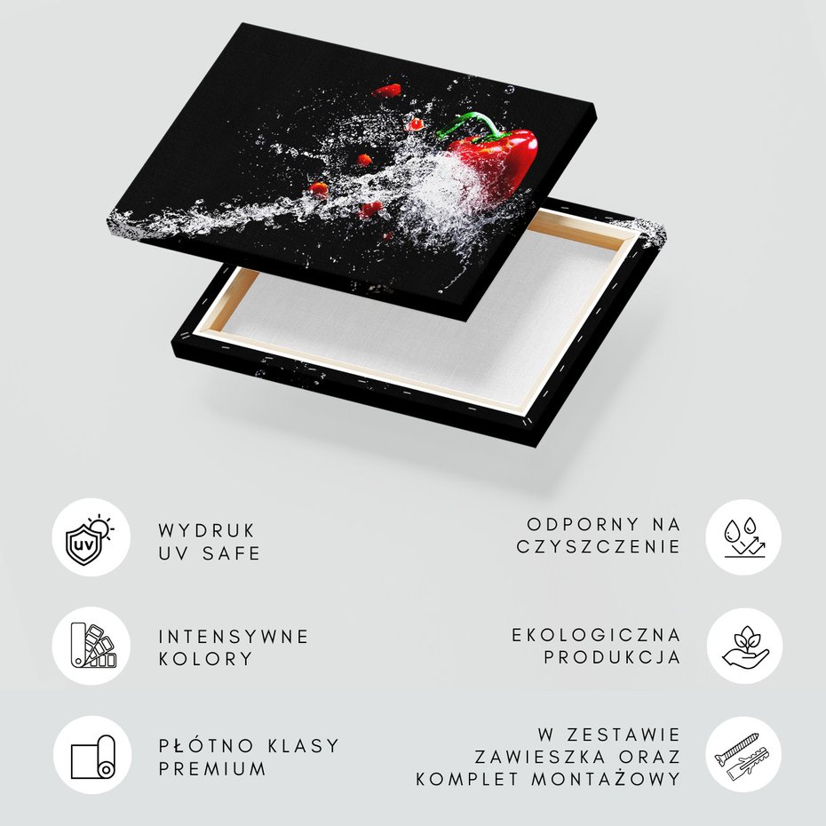 Obraz na płótnie - papryka, woda, czerwony