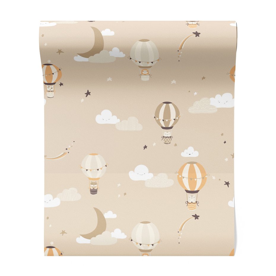 Tapeta - dziecięca, balony, chmury, gwiazdy