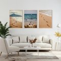 Zestaw obrazy w ramie, plakaty - plaża, morze, piasek - rama drewno