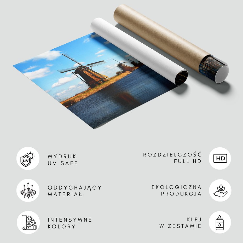 Fototapeta - wiatraki, woda, niebo