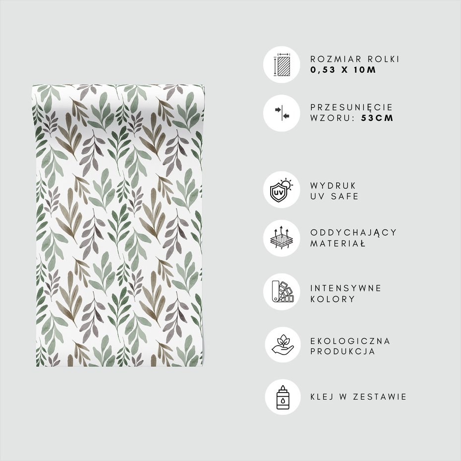 Tapeta - liście, gałązki, akwarela