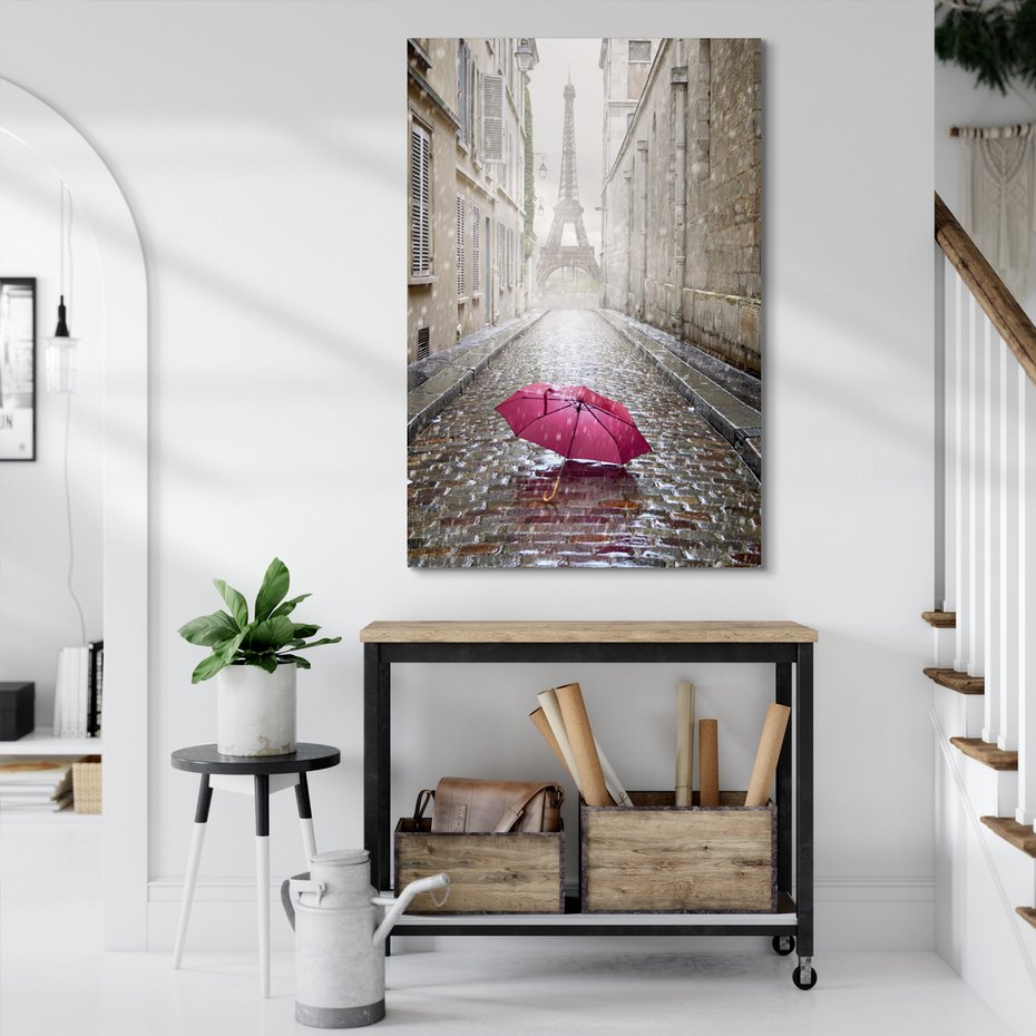 Obraz na płótnie - Paryż, deszcz, ulica
