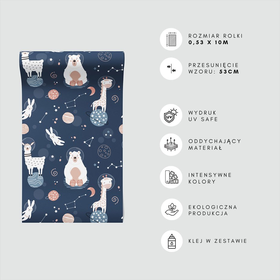 Tapeta - dziecięca, kosmos, zwierzęta, konstelacje