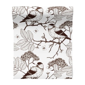 Tapeta - ptaki, gałąź, kwiaty