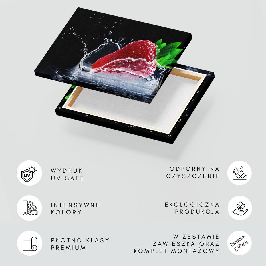 Obraz na płótnie - truskawka, woda, owoc
