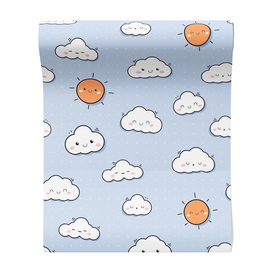 Tapeta - dziecięca, chmury, słońce,