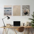 Zestaw obrazy w ramie, plakaty - plaża, morze, piasek - rama biała