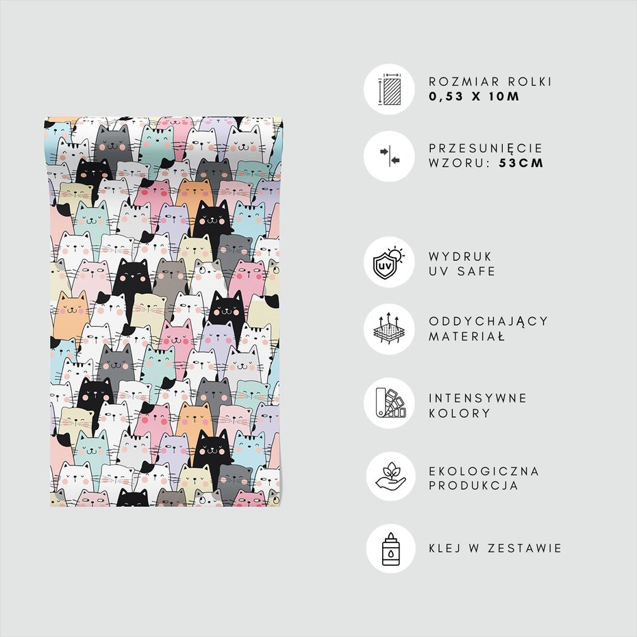 Tapeta - dziecięca, koty, ilustracja, tło