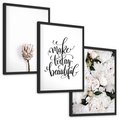 Zestaw obrazy w ramie, plakaty - kwiaty, napisy, protea - rama czarna