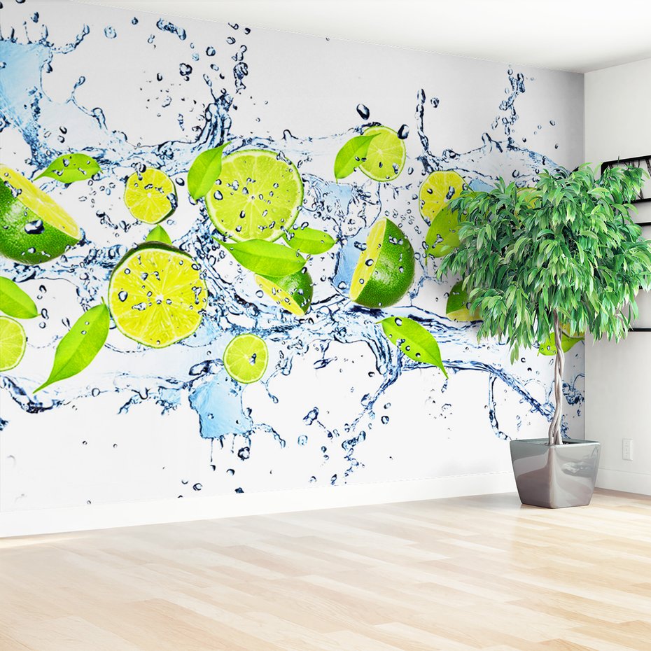 Fototapeta - limonki, woda, liście