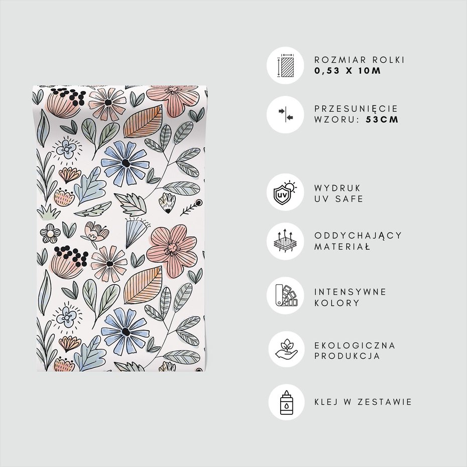 Tapeta - kwiaty, liście, wzór