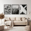 Zestaw obrazy w ramie, plakaty - miasto, architektura, budynki - rama czarna