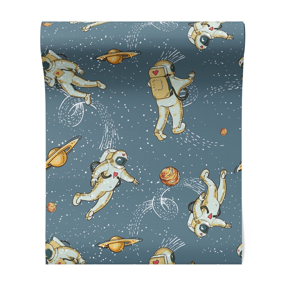 Tapeta - dziecięca, astronauci, planety,