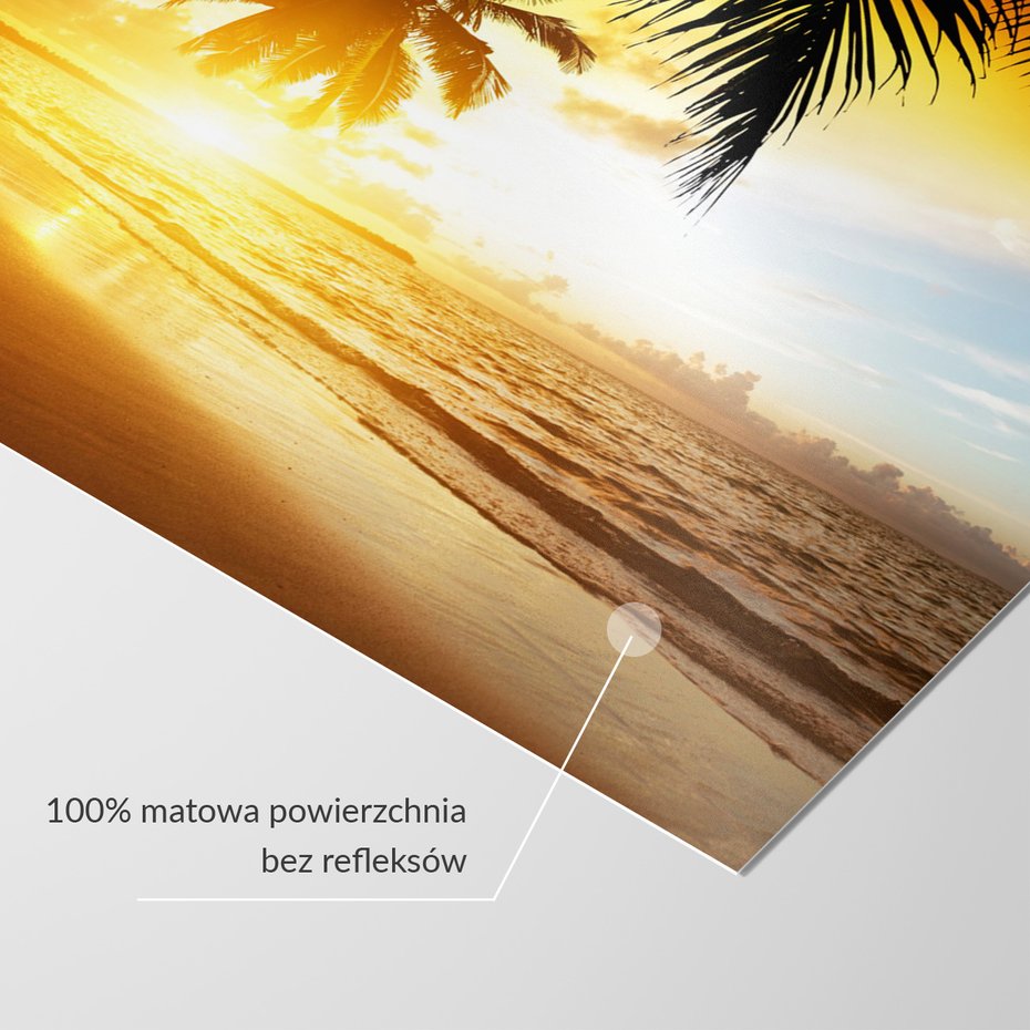 Fototapeta - plaża, palmy, zachód słońca