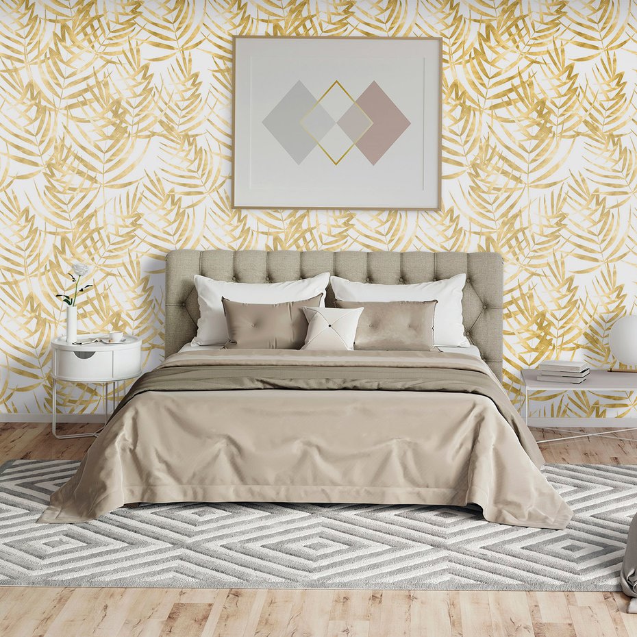 Tapeta - liście, złoto, natura