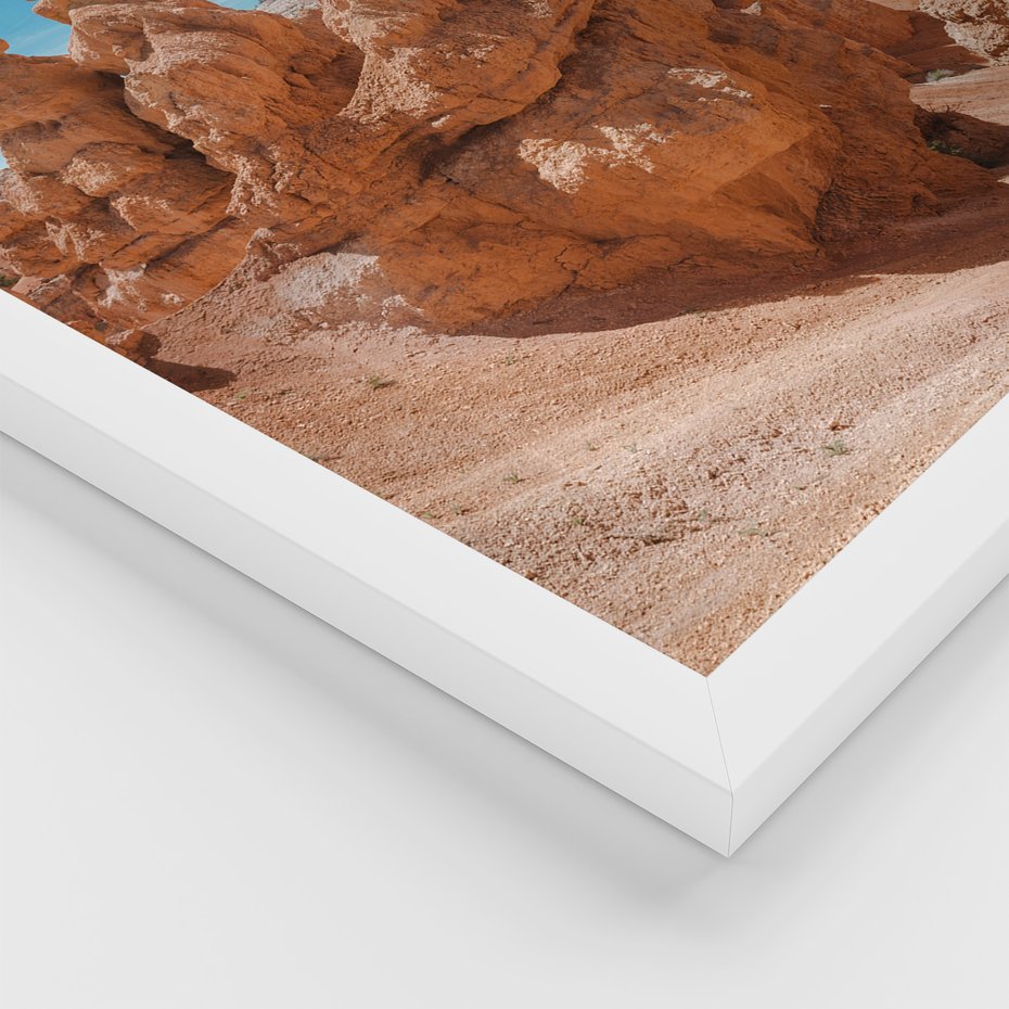 Zestaw obrazy w ramie, plakaty - formacje skalne, kanion, kaktusy - rama biała
