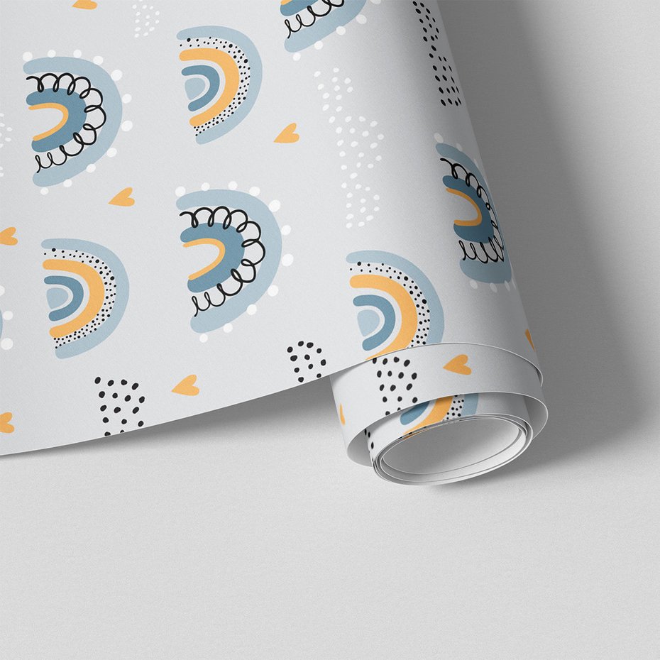 Tapeta - dziecięca, tęcza, chmura, serce