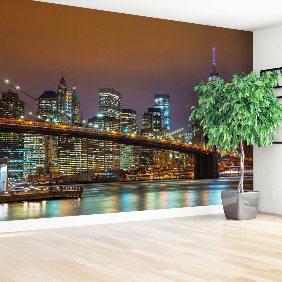 Fototapeta - miasto, most, noc