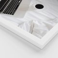 Zestaw obrazy w ramie, plakaty - minimalizm, kawa, laptop - rama biała