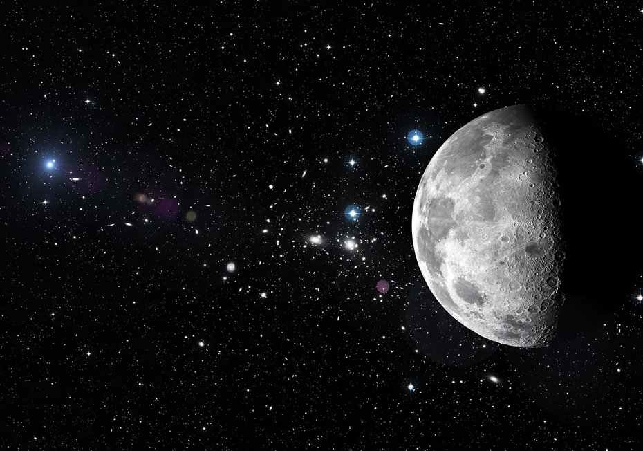 Fototapeta - kosmos, księżyc, gwiazdy