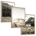 Zestaw obrazy w ramie, plakaty - góry, domy, krajobraz - rama drewno