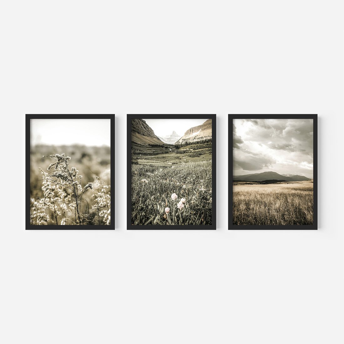 Zestaw obrazy w ramie, plakaty - krajobraz, natura, góry - rama czarna