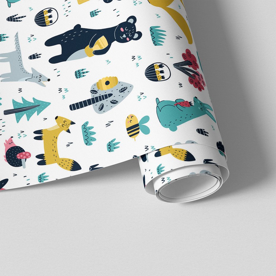 Tapeta - dziecięca, las, miód, zwierzęta