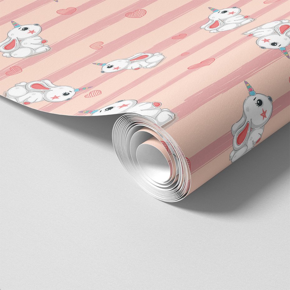 Tapeta - dziecięca, królik, serce, tło