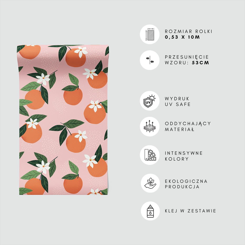 Tapeta - pomarańcze, liście, kwiaty
