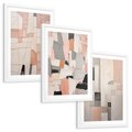 Zestaw obrazy w ramie, plakaty - abstrakcja, pastelowe, geometryczne - rama biała