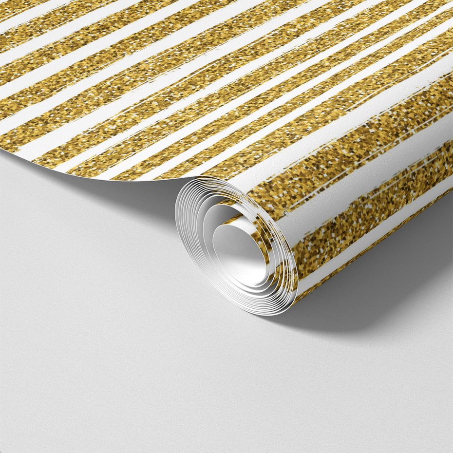Tapeta - linie, złoto, brokat