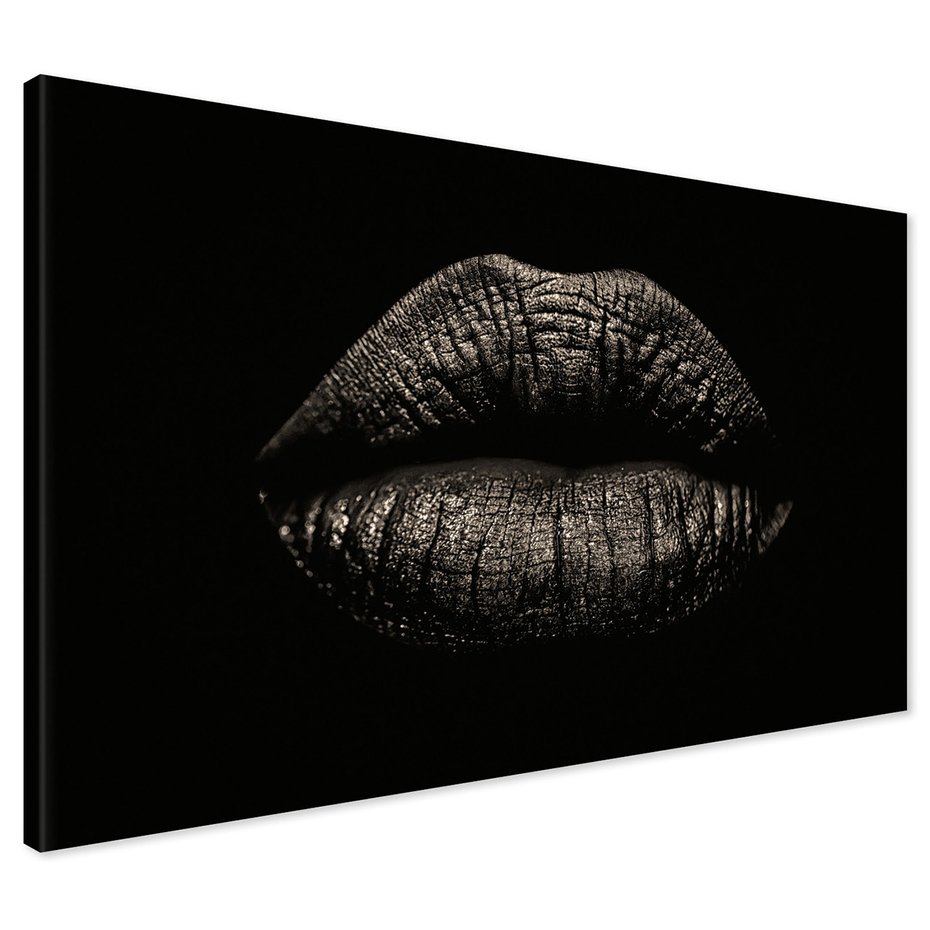 Obraz na płótnie - usta, czarne, błyszczące
